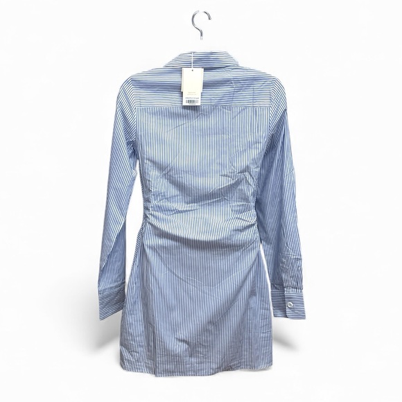 Choosy Blue Striped Nautical Twist-Front Mini Shirt Dress Size 6 New With Tags - Picture 7 of 10